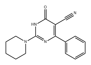 5-Pyrimidinecarbonitrile, 1,6-dihydro-6-oxo-4-phenyl-2-(1-piperidinyl)- Struktur