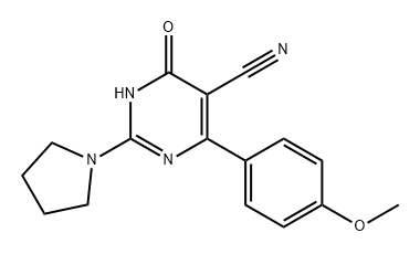 5-Pyrimidinecarbonitrile, 1,6-dihydro-4-(4-methoxyphenyl)-6-oxo-2-(1-pyrrolidinyl)- Struktur