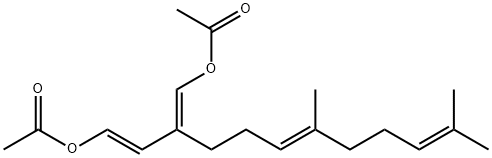 1,3-Butadiene-1,4-diol, 2-[(3E)-4,8-dimethyl-3,7-nonadienyl]-, diacetate, (1E,3E)- (9CI) Struktur