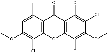 9H-Xanthen-9-one, 2,4,5-trichloro-1-hydroxy-3,6-dimethoxy-8-methyl- Struktur