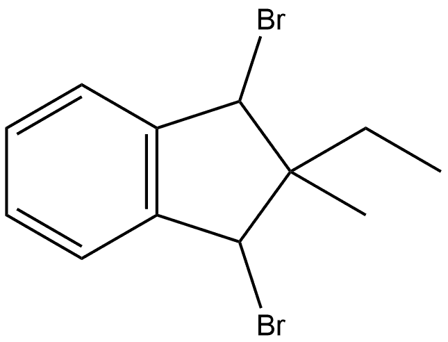 1,3-dibromo-2-ethyl-2-methyl-2,3-dihydro-1H-indene Struktur