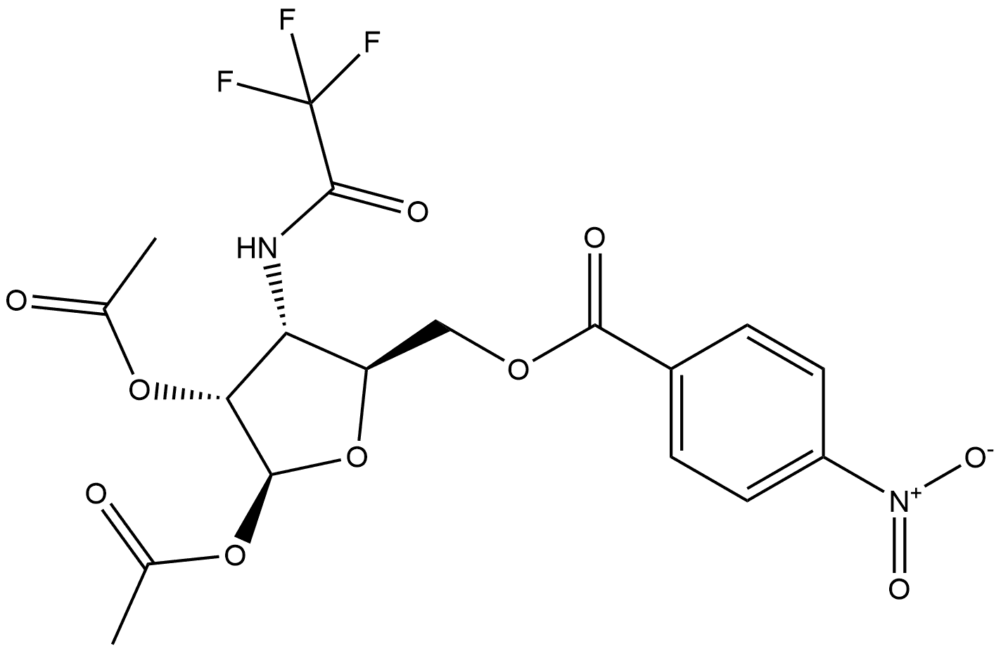 β-D-Ribofuranose, 3-deoxy-3-[(trifluoroacetyl)amino]-, 1,2-diacetate 5-(4-nitrobenzoate) (9CI) Struktur