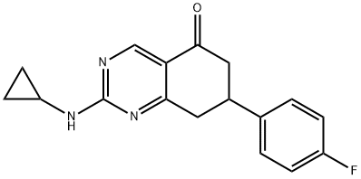 5(6H)-Quinazolinone, 2-(cyclopropylamino)-7-(4-fluorophenyl)-7,8-dihydro- Struktur