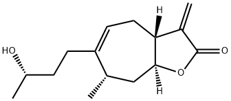 2H-Cyclohepta[b]furan-2-one, 3,3a,4,7,8,8a-hexahydro-6-[(3S)-3-hydroxybutyl]-7-methyl-3-methylene-, (3aR,7S,8aS)- Struktur