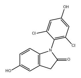 2H-Indol-2-one, 1-(2,6-dichloro-4-hydroxyphenyl)-1,3-dihydro-5-hydroxy- Struktur