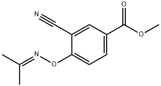 Benzoic acid, 3-cyano-4-[[(1-methylethylidene)amino]oxy]-, methyl ester Struktur