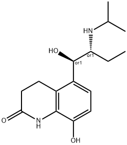 2(1H)-Quinolinone, 3,4-dihydro-8-hydroxy-5-[(1R,2R)-1-hydroxy-2-[(1-methylethyl)amino]butyl]-, rel- Struktur