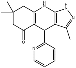 5H-Pyrazolo[3,4-b]quinolin-5-one, 1,4,6,7,8,9-hexahydro-3,7,7-trimethyl-4-(2-pyridinyl)- Struktur