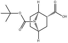 rac-(1S,2R,4R)-7-(tert-butoxycarbonyl)-7-azabicyclo[2.2.1]heptane-2-carboxylic acid Struktur