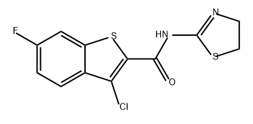 Benzo[b]thiophene-2-carboxamide, 3-chloro-N-(4,5-dihydro-2-thiazolyl)-6-fluoro- Struktur