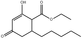 2-Cyclohexene-1-carboxylic acid, 2-hydroxy-4-oxo-6-pentyl-, ethyl ester Struktur