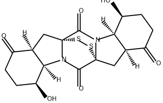 8H,13H-6a,13a-Epidithio-1H,6H-pyrazino[1,2-a:4,5-a']diindole-1,6,8,13-tetrone, dodecahydro-4,11-dihydroxy-, (4S,4aR,6aR,7aS,11S,11aR,13aR,14aS)- Struktur