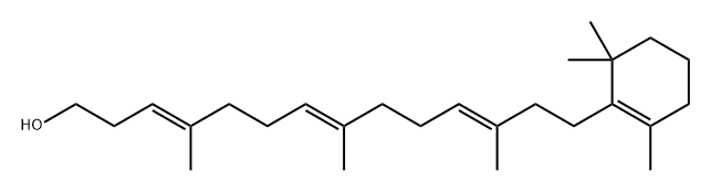 3,7,11-Tetradecatrien-1-ol, 4,8,12-trimethyl-14-(2,6,6-trimethyl-1-cyclohexen-1-yl)-, (3E,7E,11E)- Struktur