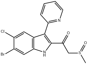 Ethanone, 1-[6-bromo-5-chloro-3-(2-pyridinyl)-1H-indol-2-yl]-2-(methylsulfinyl)- Struktur