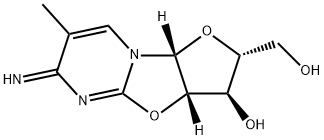 6H-Furo[2',3':4,5]oxazolo[3,2-a]pyrimidine-2-methanol, 2,3,3a,9a-tetrahydro-3-hydroxy-6-imino-7-methyl-, (2R,3R,3aS,9aR)- Struktur