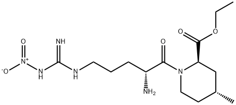 (2R,4R)-ethyl 1-((R)-2-amino-5-(3-nitroguanidino)pentanoyl)-4-methylpiperidine-2-carboxylate hydrochloride Struktur