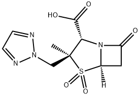 4-Thia-1-azabicyclo[3.2.0]heptane-2-carboxylic acid, 3-methyl-7-oxo-3-(2H-1,2,3-triazol-2-ylmethyl)-, 4,4-dioxide, (2S,3S,5R)- Struktur