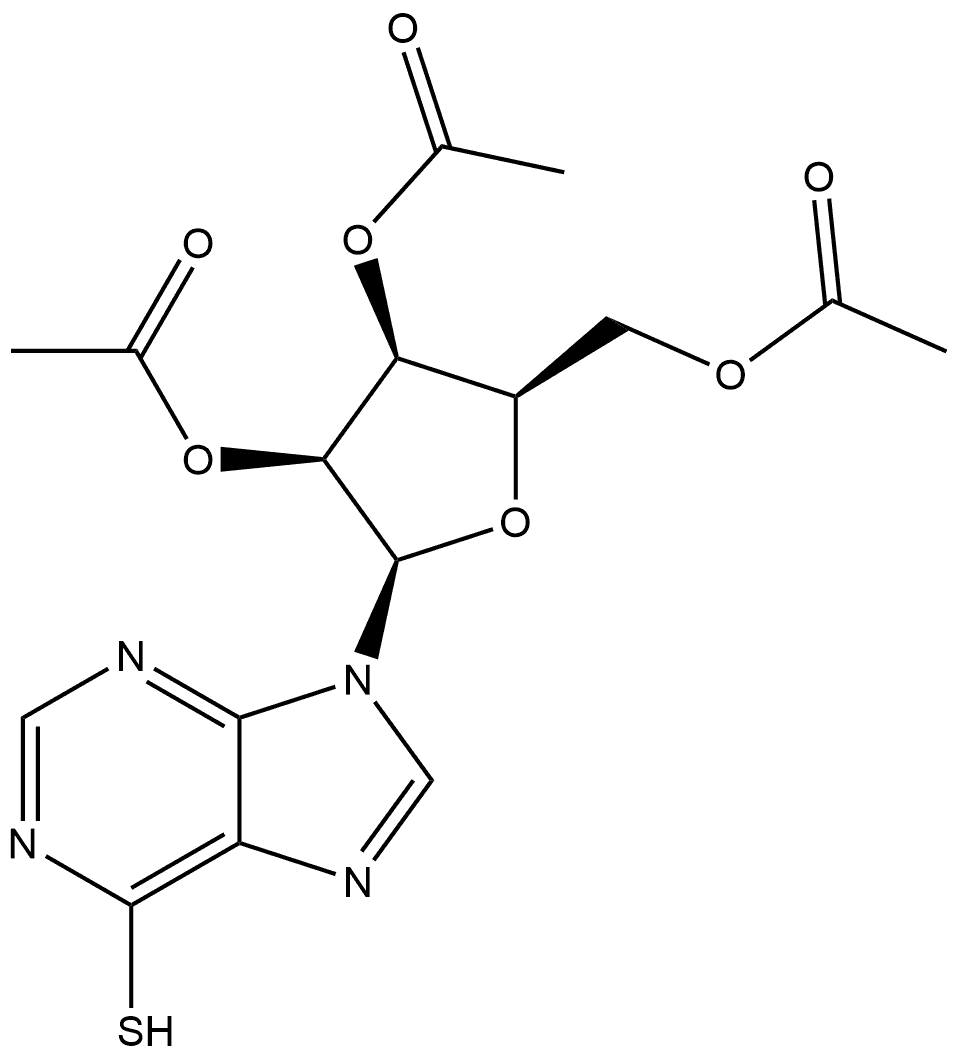 [3,4-diacetyloxy-5-(6-sulfanylidene-3H-purin-9-yl)oxolan-2-yl]methyl a cetate Struktur