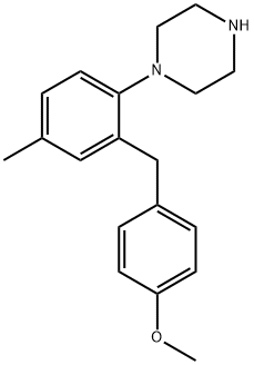 Piperazine, 1-[2-[(4-methoxyphenyl)methyl]-4-methylphenyl]- Struktur