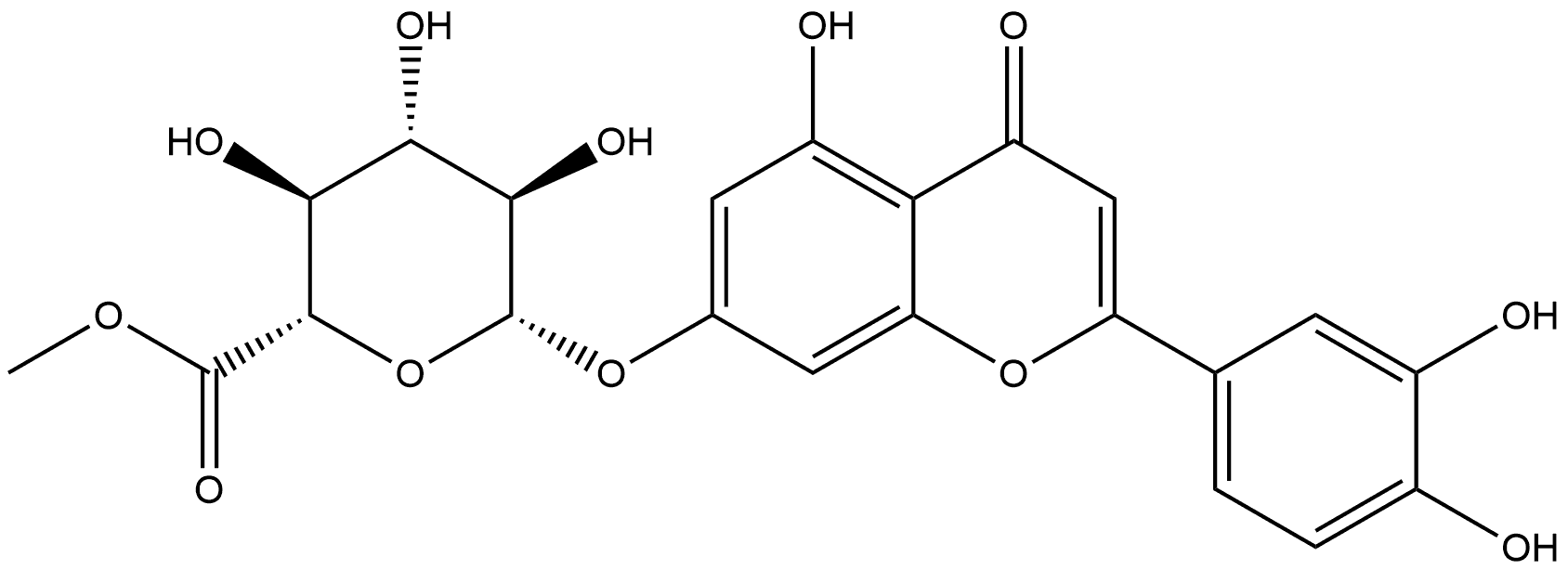 β-D-Glucopyranosiduronic acid, 2-(3,4-dihydroxyphenyl)-5-hydroxy-4-oxo-4H-1-benzopyran-7-yl, methyl ester Struktur