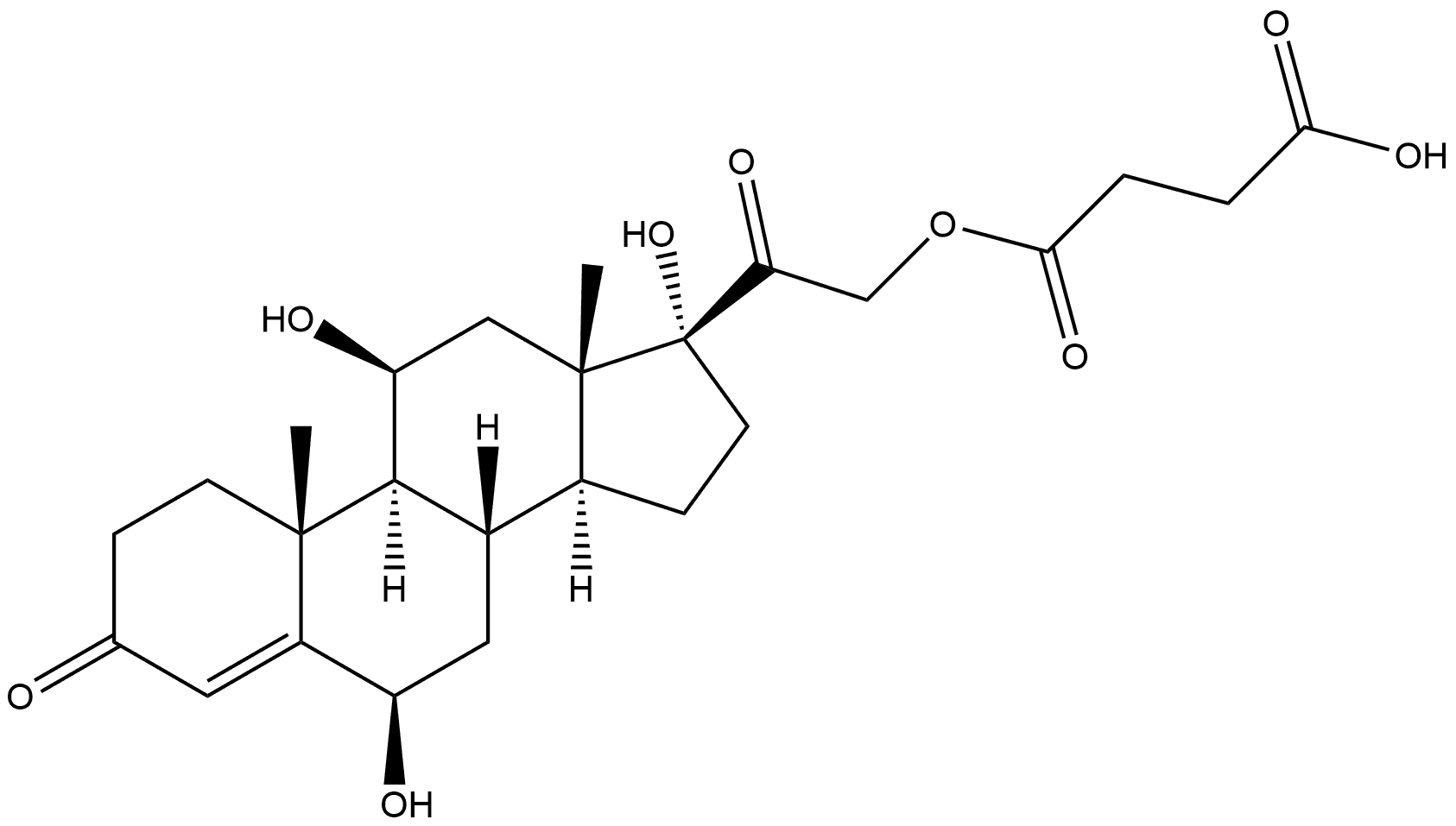 Pregn-4-ene-3,20-dione, 21-(3-carboxy-1-oxopropoxy)-6,11,17-trihydroxy-, (6β,11β)- (9CI) Struktur