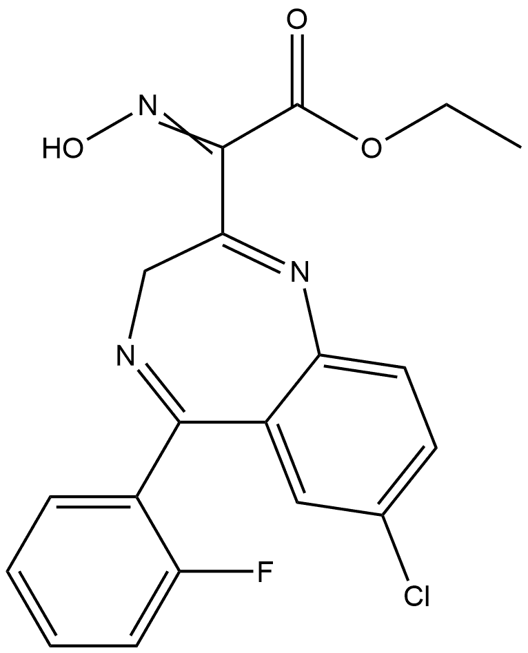 3H-1,4-Benzodiazepine-2-acetic acid, 7-chloro-5-(2-fluorophenyl)-α-(hydroxyimino)-, ethyl ester Struktur