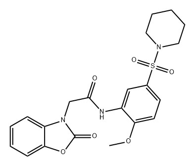 3(2H)-Benzoxazoleacetamide, N-[2-methoxy-5-(1-piperidinylsulfonyl)phenyl]-2-oxo- Struktur