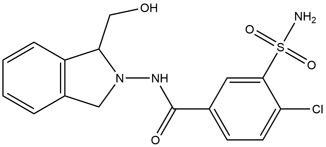 3-(Aminosulfonyl)-4-chloro-N-[1,3-dihydro-1-(hydroxymethyl)-2H-isoindol-2-yl]benzamide Struktur