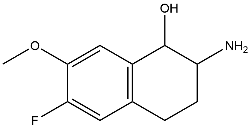 2-amino-6-fluoro-7-methoxy-1,2,3,4-tetrahydronaphthalen-1-ol Struktur