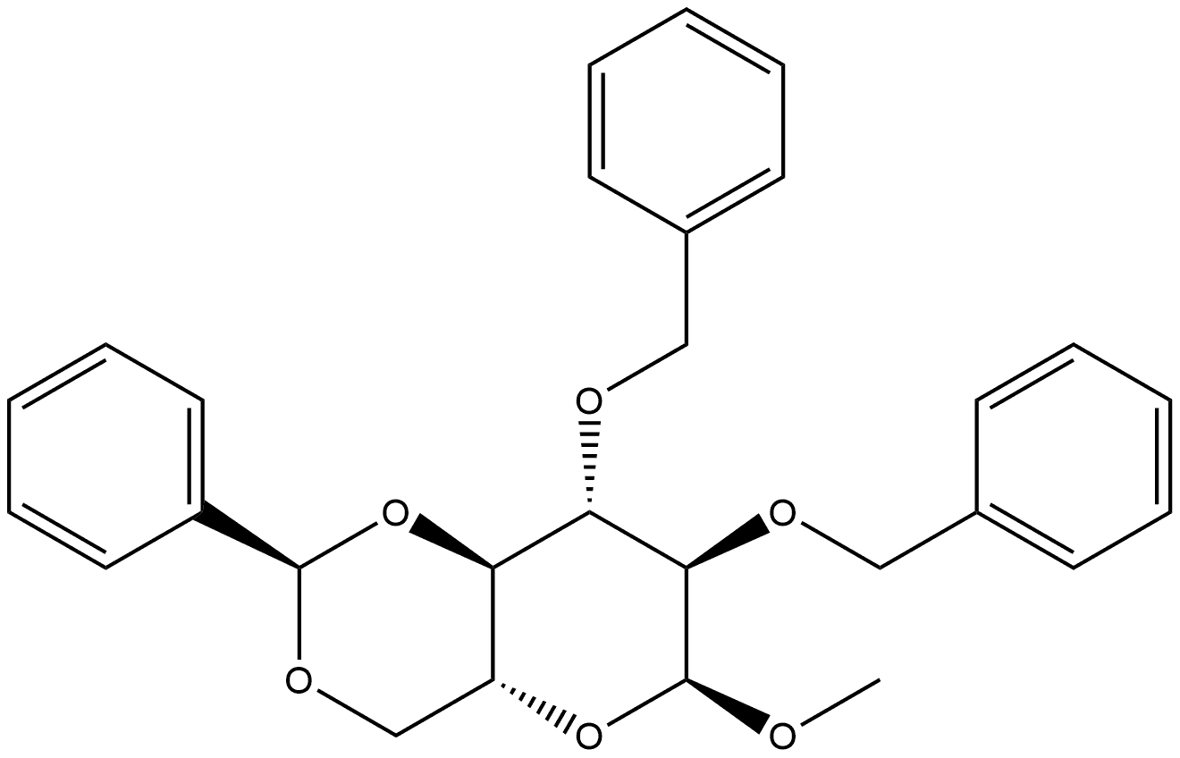 α-D-Glucopyranoside, methyl 2,3-bis-O-(phenylmethyl)-4,6-O-[(R)-phenylmethylene]- Struktur