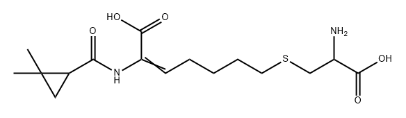 2-Heptenoic acid, 7-[(2-amino-2-carboxyethyl)thio]-2-[[(2,2-dimethylcyclopropyl)carbonyl]amino]- Struktur