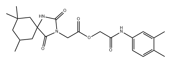 1,3-Diazaspiro[4.5]decane-3-acetic acid, 7,7,9-trimethyl-2,4-dioxo-, 2-[(3,4-dimethylphenyl)amino]-2-oxoethyl ester Struktur