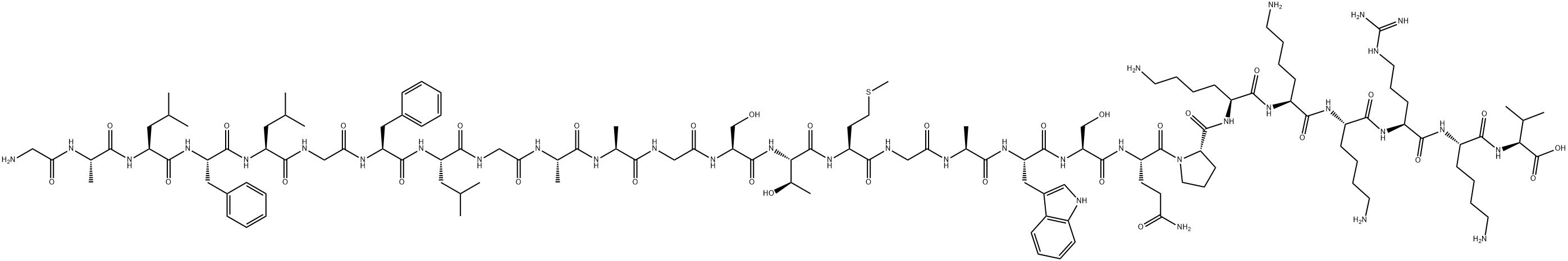 L-Valine, glycyl-L-alanyl-L-leucyl-L-phenylalanyl-L-leucylglycyl-L-phenylalanyl-L-leucylglycyl-L-alanyl-L-alanylglycyl-L-seryl-L-threonyl-L-methionylglycyl-L-alanyl-L-tryptophyl-L-seryl-L-glutaminyl-L-prolyl-L-lysyl-L-lysyl-L-lysyl-L-arginyl-L-lysyl- Struktur