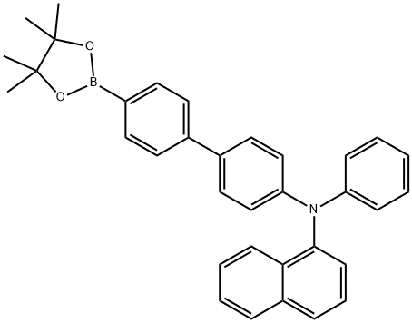 N-Phenyl-N-(4'-(4,4,5,5-tetramethyl-1,3,2-dioxaborolan-2-yl)biphenyl-4-yl)naphthalen-1-amine Struktur