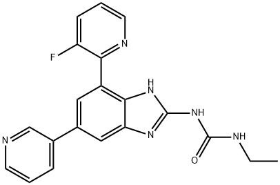 Urea, N-ethyl-N'-[7-(3-fluoro-2-pyridinyl)-5-(3-pyridinyl)-1H-benzimidazol-2-yl]- Struktur