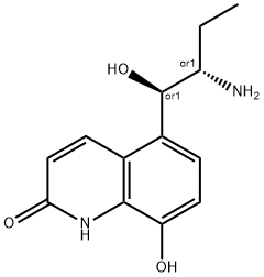 5-((1RS,2SR)-2-amino-1-hydroxybutyl)-8-hydroxyquinolin-2(1H)-one Struktur