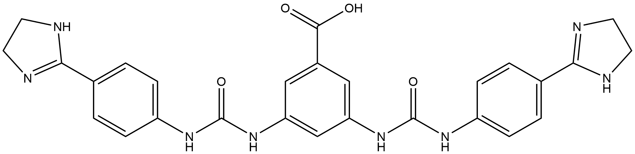 3,5-Bis[[[[4-(4,5-dihydro-1H-imidazol-2-yl)phenyl]amino]carbonyl]amino]benzoic acid Struktur