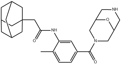 Tricyclo[3.3.1.13,7]decane-1-acetamide, N-[2-methyl-5-(9-oxa-3,7-diazabicyclo[3.3.1]non-3-ylcarbonyl)phenyl]- Struktur