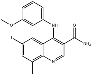 3-Quinolinecarboxamide, 6-iodo-4-[(3-methoxyphenyl)amino]-8-methyl- Struktur