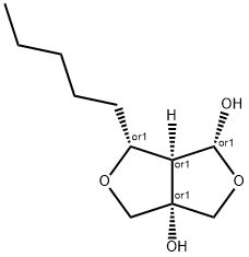 1H,?3H-?Furo[3,?4-?c]?furan-?1,?3a(4H)?-?diol, dihydro-?6-?pentyl-?, (1R,?3aS,?6R,?6aR)?-?rel- Struktur