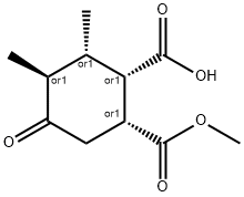 1,?2-?Cyclohexanedicarboxy?lic acid, 3,?4-?dimethyl-?5-?oxo-?, 1-?methyl ester, (1R,?2S,?3S,?4S)?-?rel- Struktur