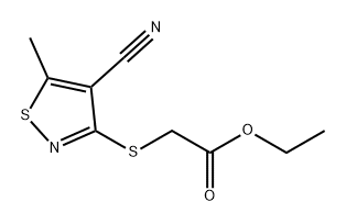 Acetic acid, 2-[(4-cyano-5-methyl-3-isothiazolyl)thio]-, ethyl ester Struktur