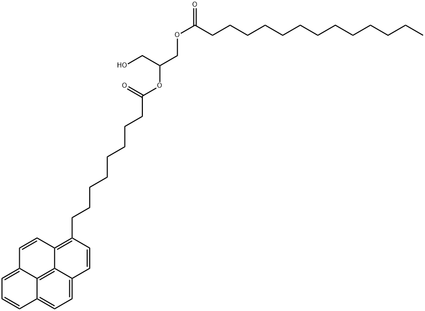 1-Pyrenenonanoic acid, 1-(hydroxymethyl)-2-[(1-oxotetradecyl)oxy]ethyl ester Struktur