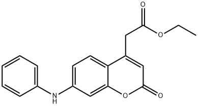 2H-1-Benzopyran-4-acetic acid, 2-oxo-7-(phenylamino)-, ethyl ester Struktur