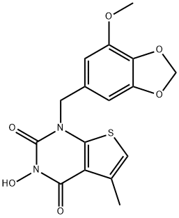 Thieno[2,3-d]pyrimidine-2,4(1H,3H)-dione, 3-hydroxy-1-[(7-methoxy-1,3-benzodioxol-5-yl)methyl]-5-methyl- Struktur