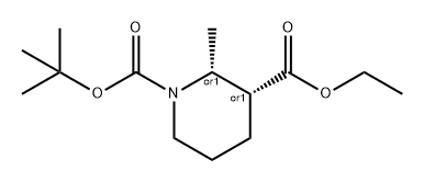 1,3-Piperidinedicarboxylic acid, 2-methyl-, 1-(1,1-dimethylethyl) 3-ethyl ester, (2R,3R)-rel- Struktur