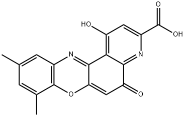 5H-Pyrido[3,2-a]phenoxazine-3-carboxylic acid, 1-hydroxy-8,10-dimethyl-5-oxo- Struktur