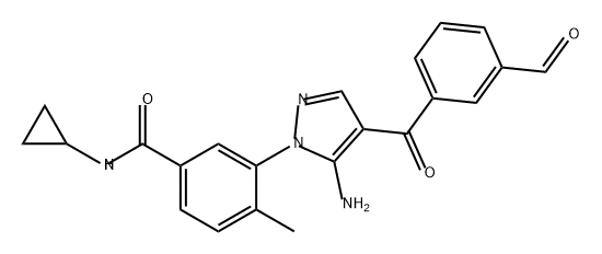 Benzamide, 3-[5-amino-4-(3-formylbenzoyl)-1H-pyrazol-1-yl]-N-cyclopropyl-4-methyl- Struktur