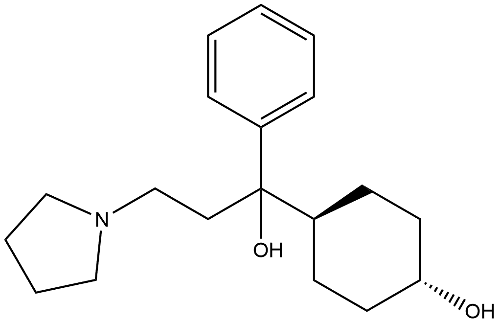 1-Pyrrolidinepropanol, α-(trans-4-hydroxycyclohexyl)-α-phenyl- Struktur