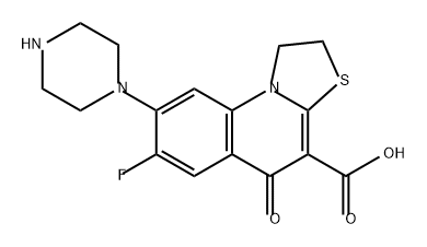 5H-Thiazolo[3,2-a]quinoline-4-carboxylic acid, 7-fluoro-1,2-dihydro-5-oxo-8-(1-piperazinyl)- Struktur